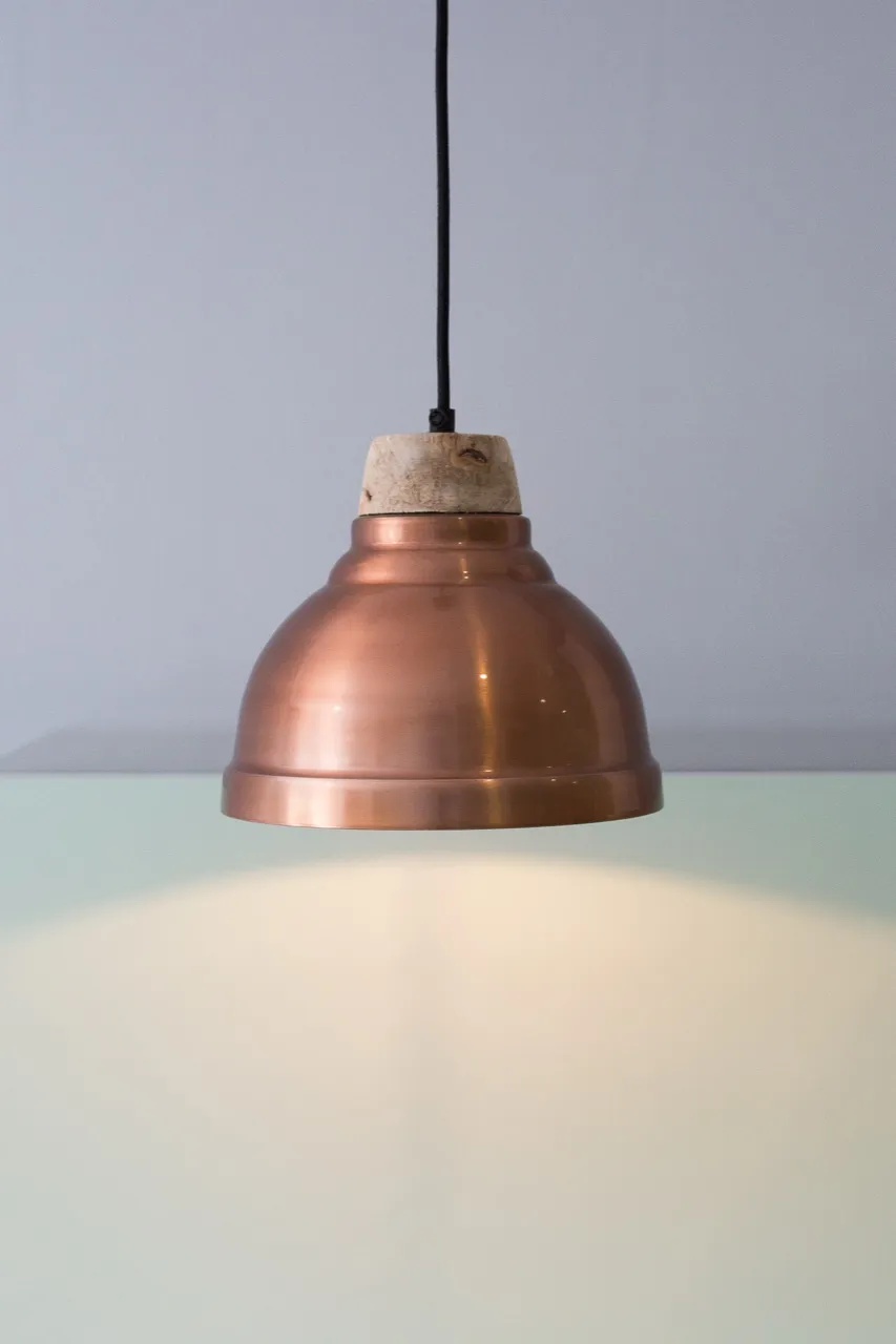 Copper pendant light detail, Weirside Court