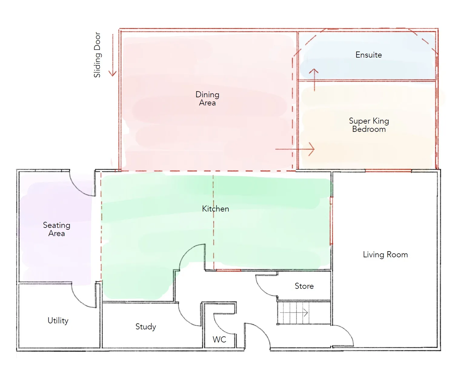 Greenacres concept plan showing the reworked ground floor