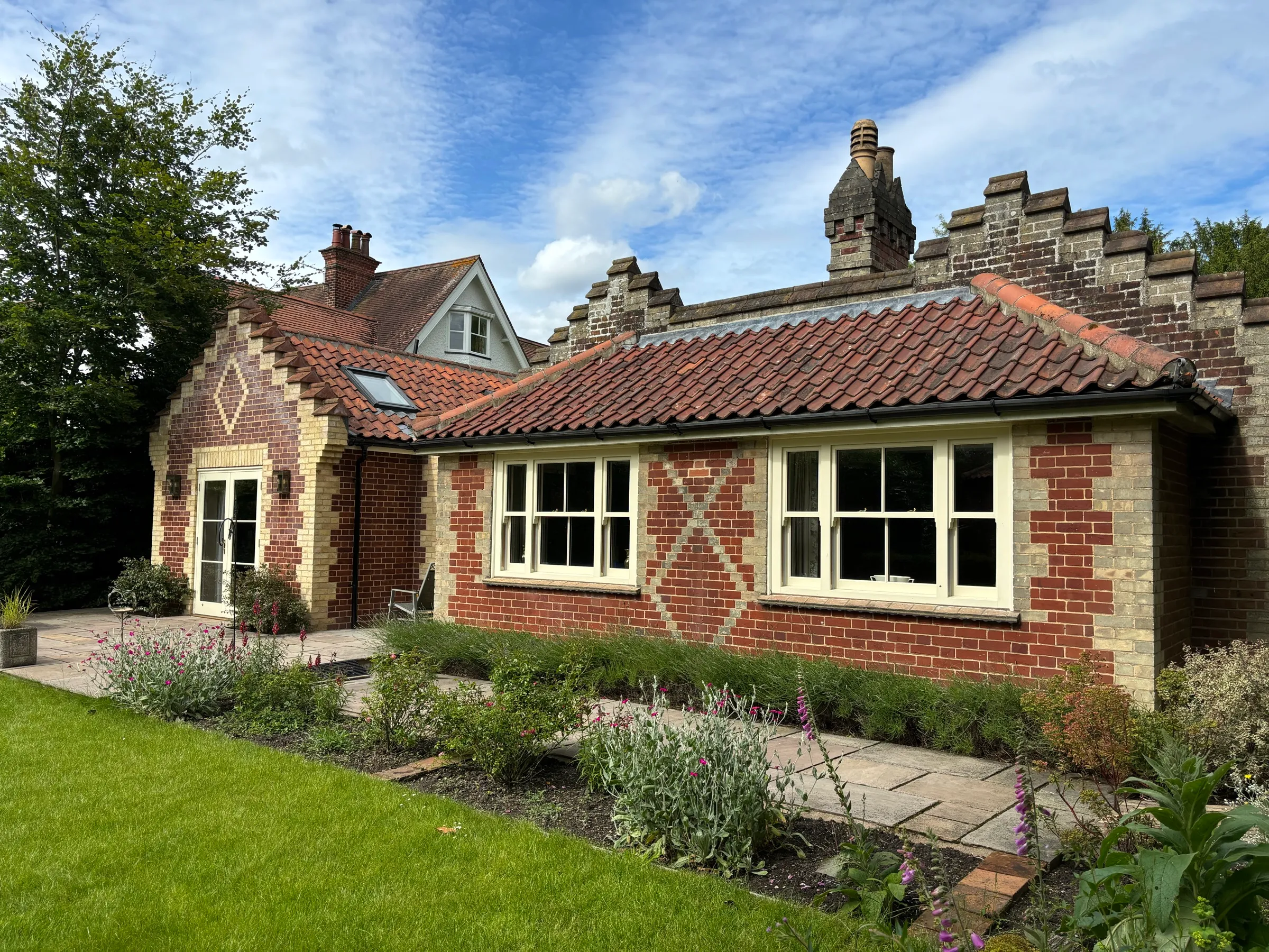Park House Cottage seen from the garden, with the new rear extension to the right